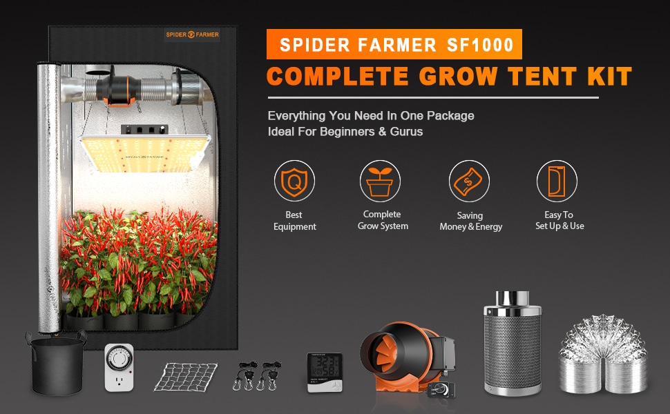 Spider Farmer SF1000 Full Grow Tent Kits Complete Set