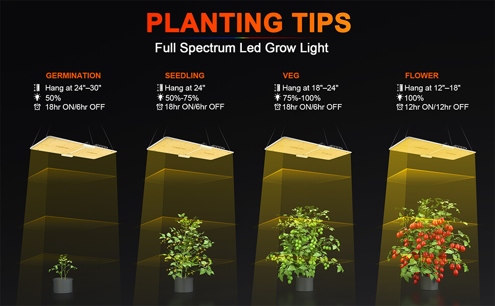 Hanging distance of SF2000 led grow light