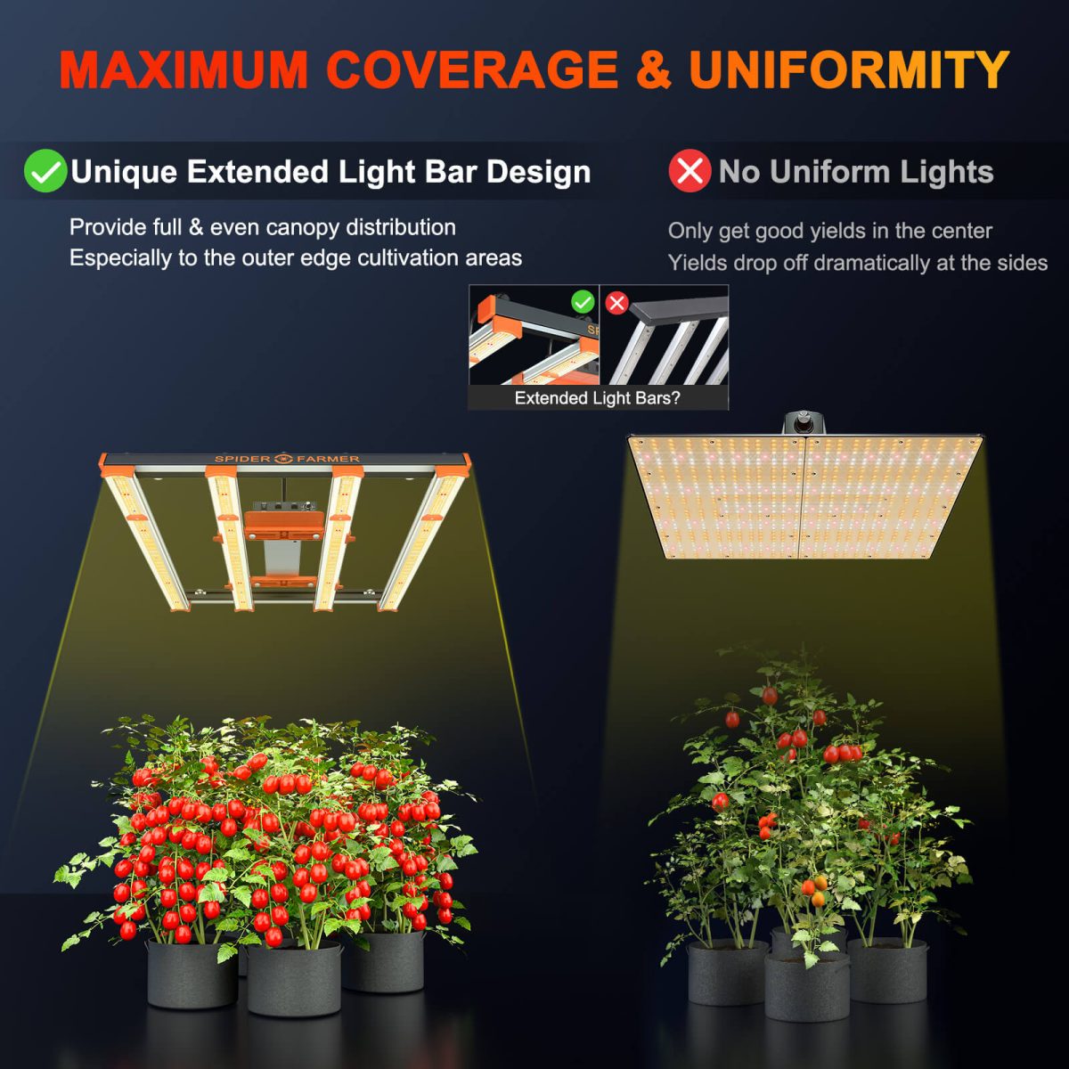 Coverage of SE3000 LED Grow light