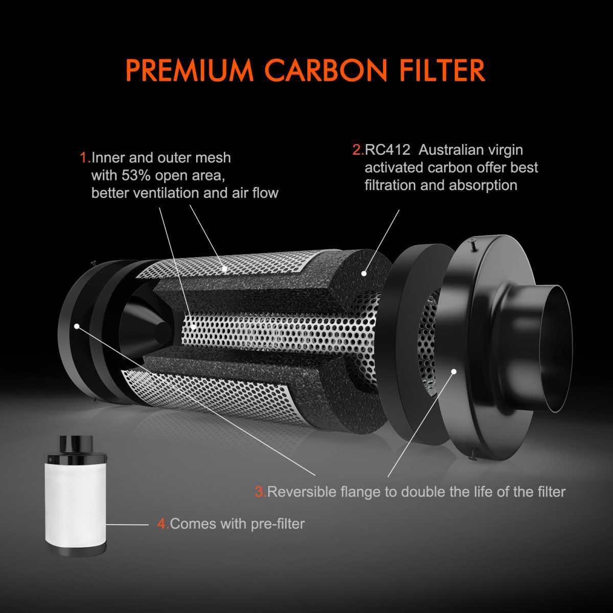 4 inch carbon filter